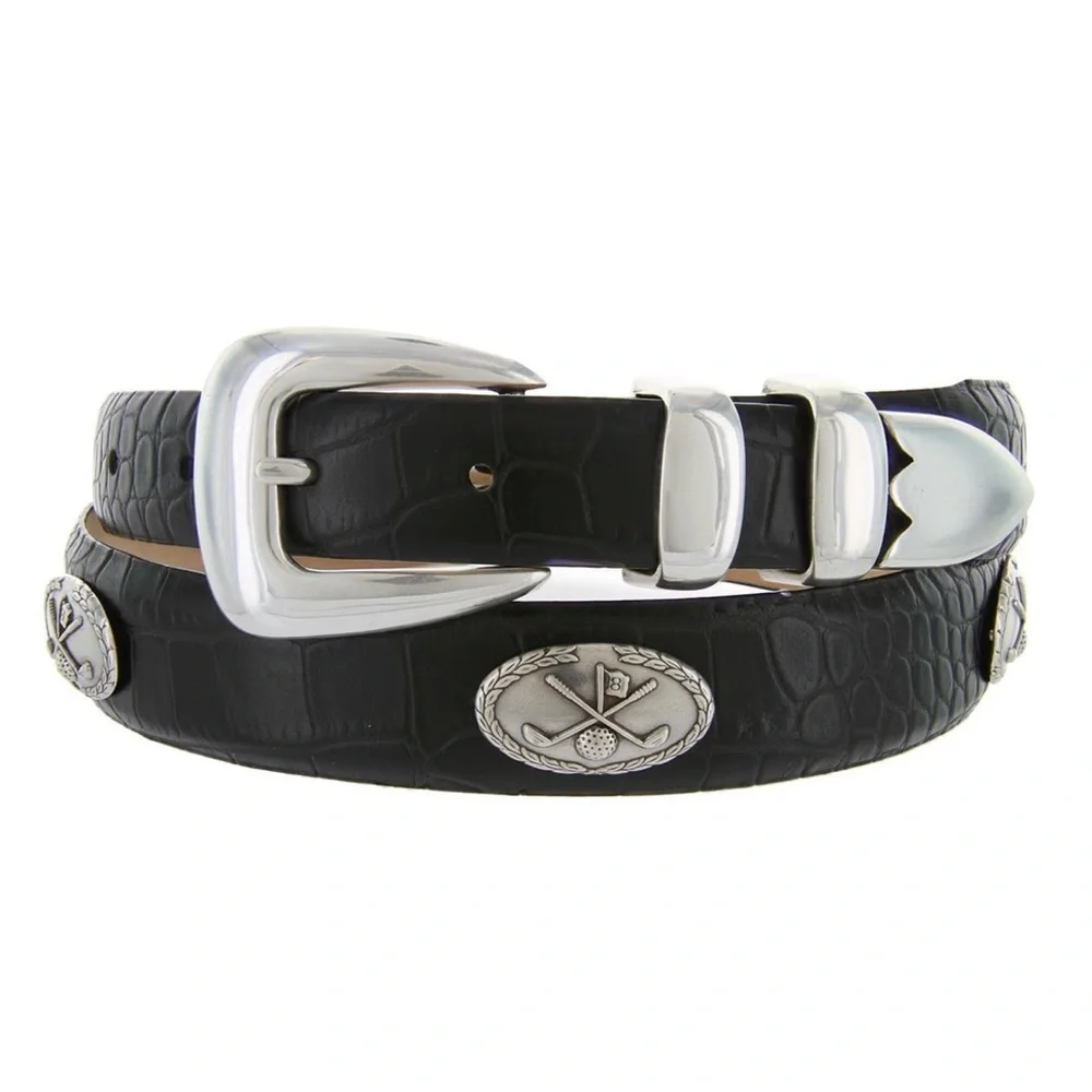 Golf Palisades Genuine Italian Calfskin Designer Dress Golf Conchos Belt